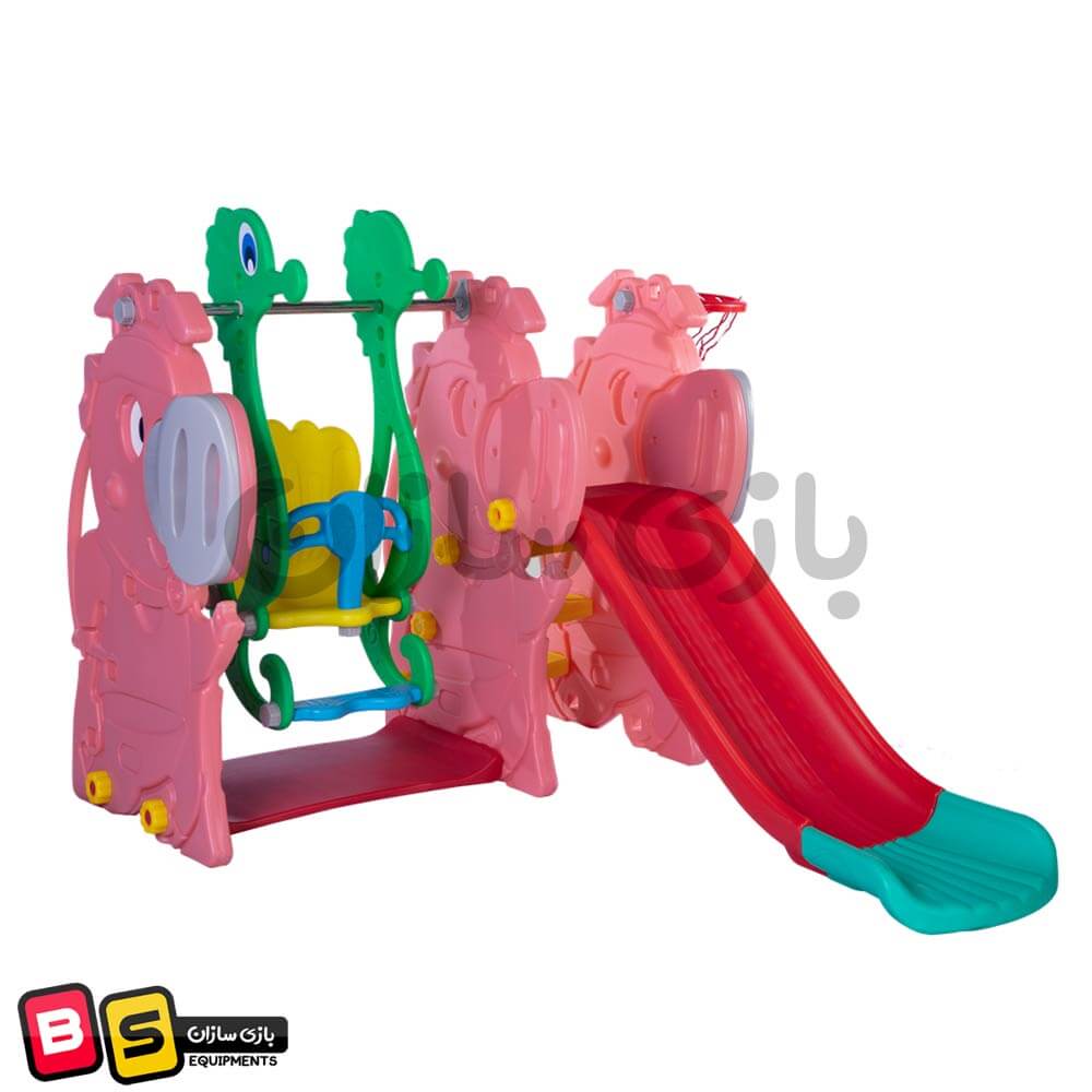 تاب و سرسره کودک خوک با سبد بسکتبال