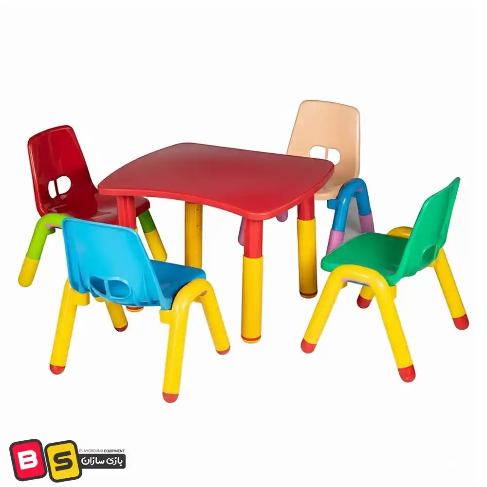 Multi-piece children's table and chairs میز و صندلی کودک چند تکه در رنگ بندی متنوع