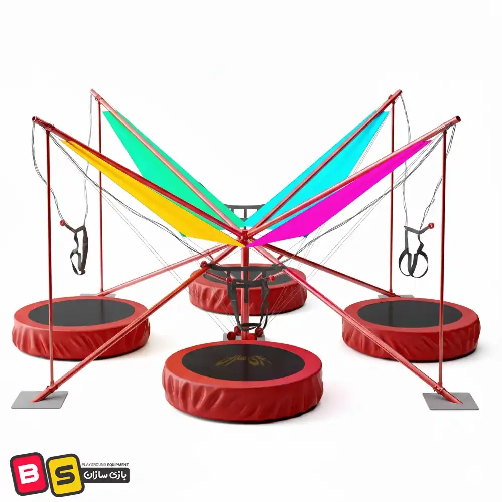 Bungee Jumping یوروبانجی با ابعاد چهار تخته:10×10×6 متر با جنس بدنه:لوله فولادی