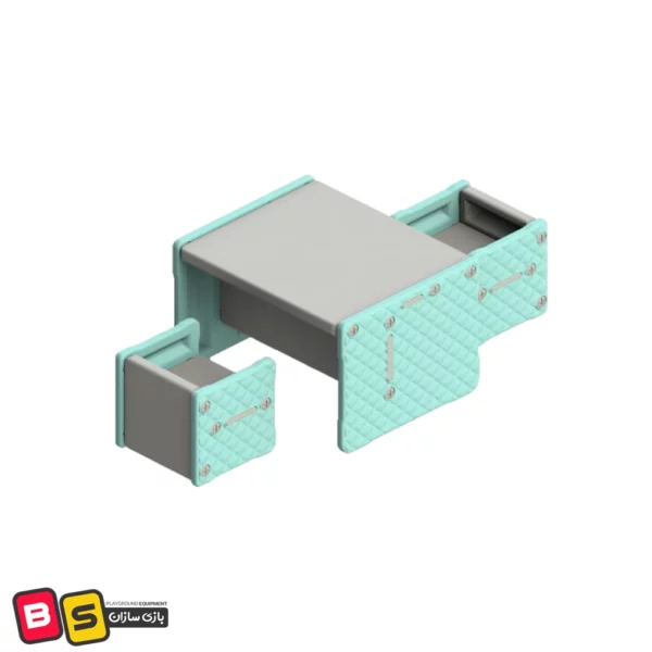 میز و صندلی بوکلت رنگ آبی فیروزه‌ای